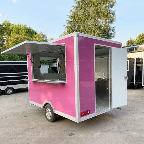 Customized food truck rolling cart fast food machine snow cone trailer food cart cooking trailer hamburger carts