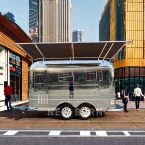 New Born European Standard Mirror Stainless Steel Mobile Kitchen Van Beverage Trailer Coffee Pizza Cart Food Truck $8299.00