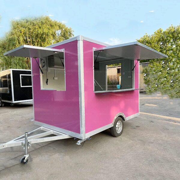 Customized food truck rolling cart fast food machine snow cone trailer food cart cooking trailer hamburger carts - Image 3