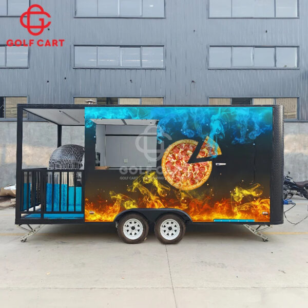 Hot Sale Street Food Cart Pizza Mobile Food Truck Trailer Ice Cream Hot dog BBQ Food Trailer With Porch Fully Equipped For Sale - Image 2