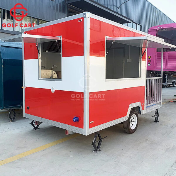 Snack Trailer Mobile Snack Pizza Fast Food Truck Stainless Steel Catering Concession Coffee BBQ Food Trailer With PorchFor Sale - Image 2