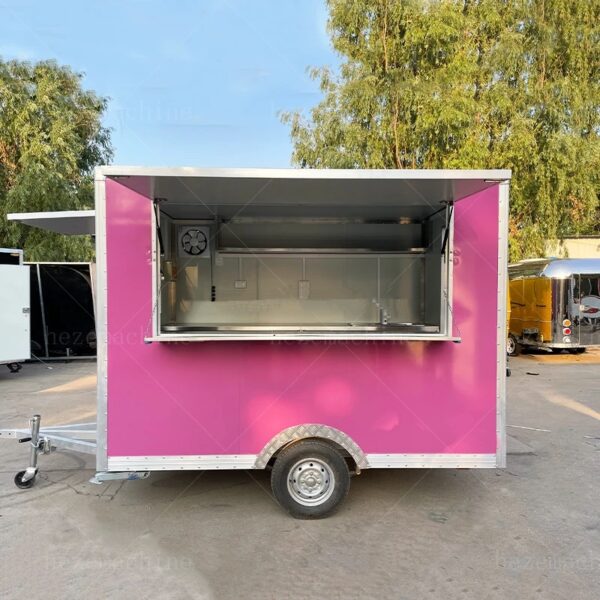 Customized food truck rolling cart fast food machine snow cone trailer food cart cooking trailer hamburger carts - Image 2