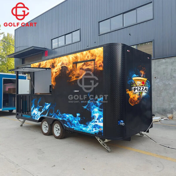 Hot Sale Street Food Cart Pizza Mobile Food Truck Trailer Ice Cream Hot dog BBQ Food Trailer With Porch Fully Equipped For Sale - Image 3