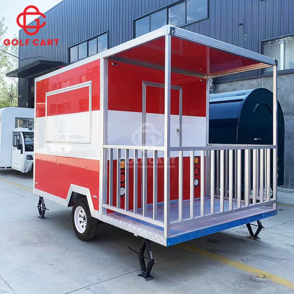 Snack Trailer Mobile Snack Pizza Fast Food Truck Stainless Steel Catering Concession Coffee BBQ Food Trailer With PorchFor Sale - Image 3