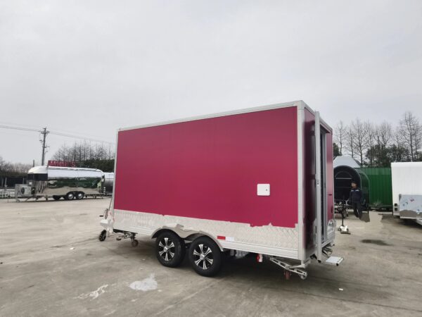 Customized Rose Red Mobile Square Food Trailer Fast Food Juice Drink Snack Coffee Truck - Image 4