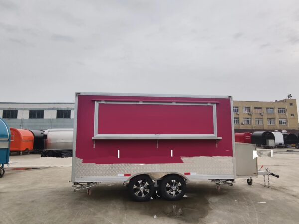 Customized Rose Red Mobile Square Food Trailer Fast Food Juice Drink Snack Coffee Truck - Image 5