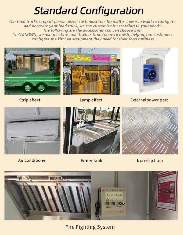 Custom BBQ Concession Trailer Coffee Cart Hot Dog Ice Cream Mobile Food Truck with Fully Equipped Food Trailer - Image 5